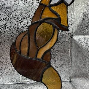 Stained Glass Art Piece - Brown and Gold Fox